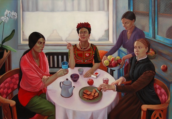  Festőnők vendégségben  (90x130 cm / olaj, vászon , 2011)