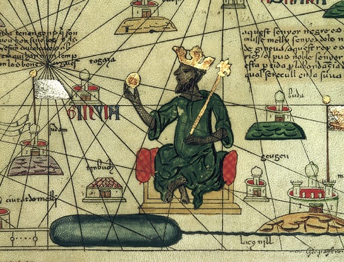 Mansa Musa ábrázolása egy térképen