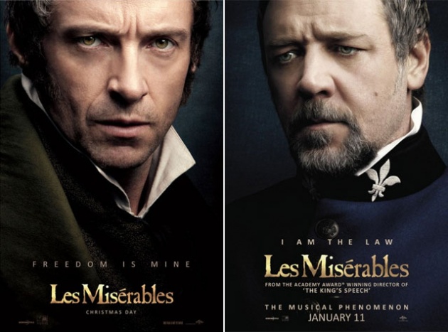 Jean Valjean és Javert: Huge Jackman és Russel Crowe