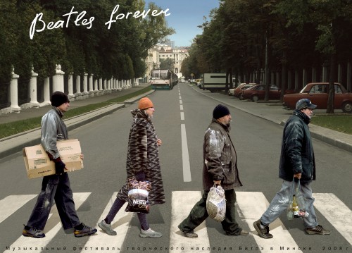 Ceszler plakátja a legendás Abbey Road Beatles-borító alapján