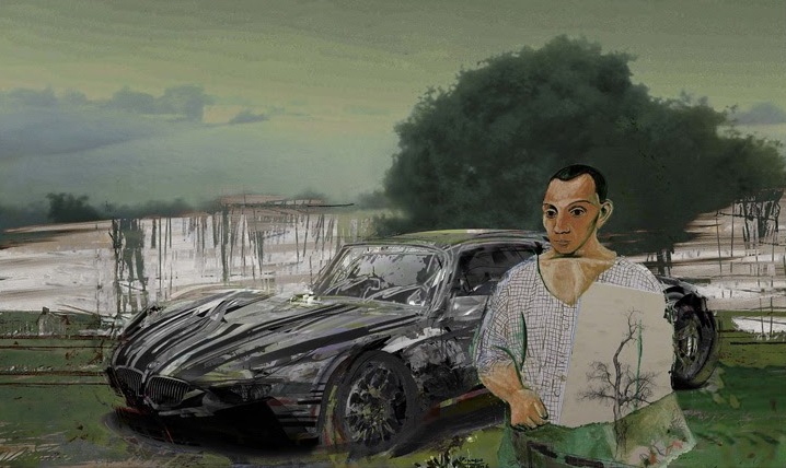 Ázbej Kristóf: Tájkép Lamborghinivel (Forrás: tatartgallery.com)