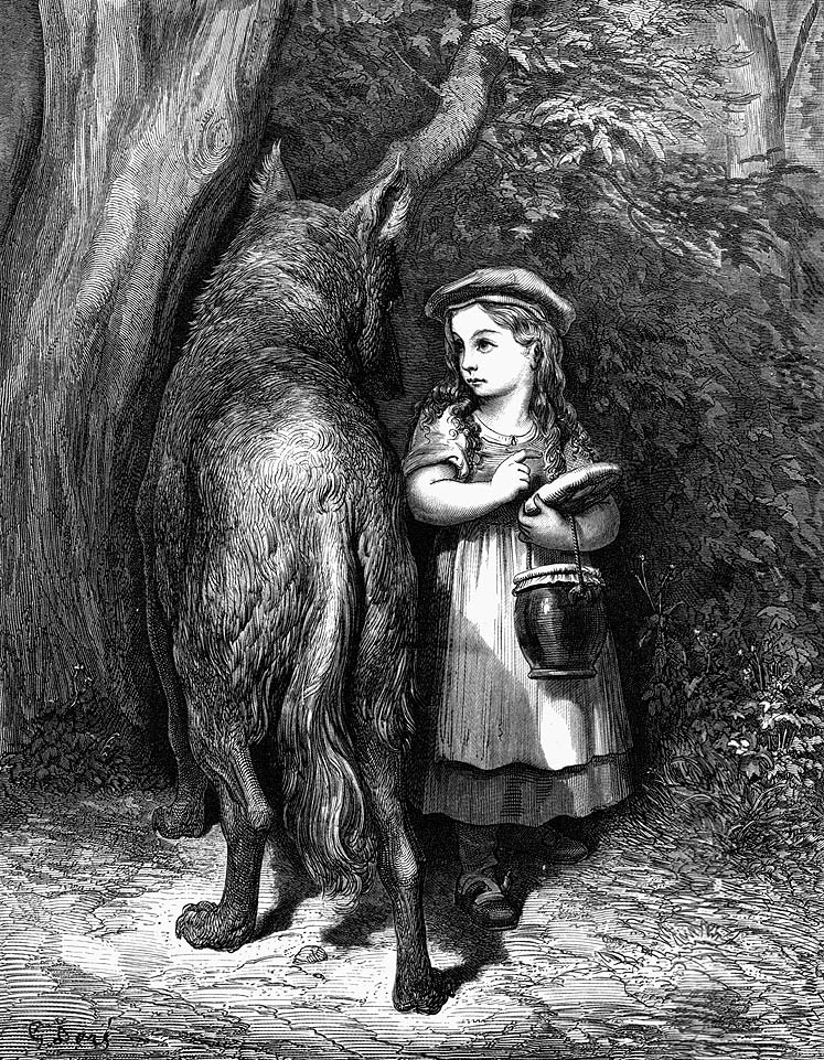 Gustave Doré Piroska és a farkas illusztrációja (Forrás: en.wikipedia.org)