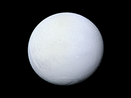 A Szaturnusz egyik Holdja, az Encladus (Fotó: NASA/JPL-Caltech/Space Science Institute)