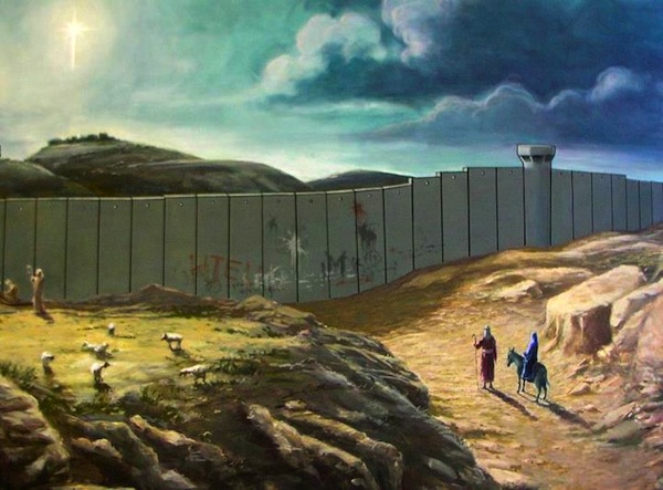 A Banksy-nek tulajdonított betlehemi képeslap