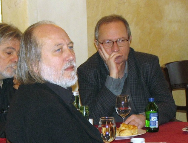 Parti Nagy Lajos, Krasznahorkai László és Spiró György 2006-ban (Forrás: pim.hu)