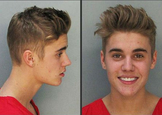 Rendőrségi fotó - Biebert néhány napja letartóztatták ittas vezetésért. (Fotó: movies.ndtv.com/AP)