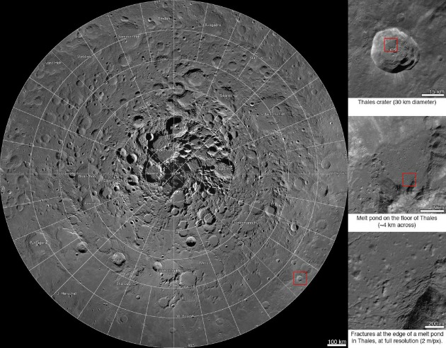Új interaktív mozaik a Hold északi pólusának környékéről (Fotó: NASA/GSFC/Arizonai Állami Egyetem)