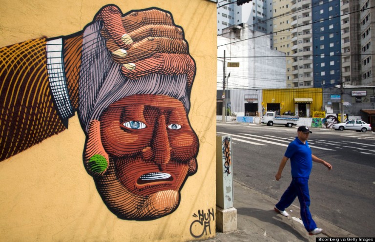 Francisco Rogrigues, művésznevén Nunca falfestménye Sao Paolo utcáján