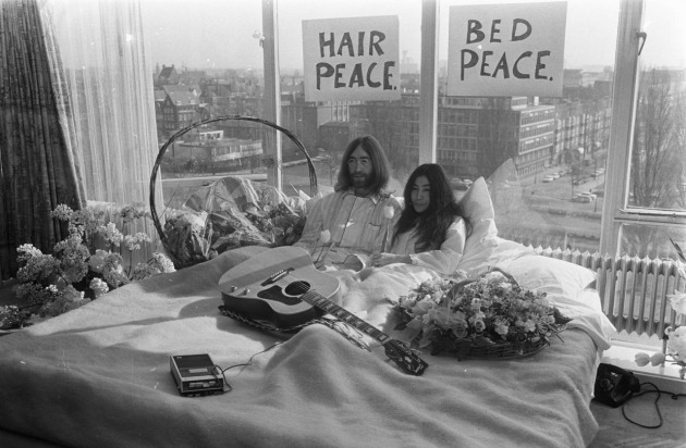 Bed-In for Peace akció 1969-ben (Fotó: wikimedia.org)