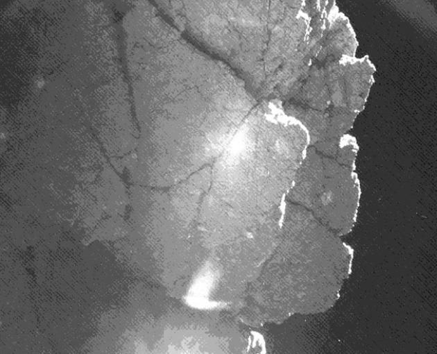 A visszapattanást követően a Philae ezt a képet készített a 67P/Csurjumov-Geraszimenko-üstökös egyik sziklájáról. (Fotó: ESA/Rosetta/Philae/CIVA/Hirado.hu)