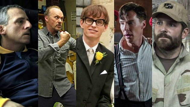 Steve Carell, Michael Keaton, Eddie Redmayne, Benedict Cumberbatch, Bradley Cooper (Forrás: bykoket.com)