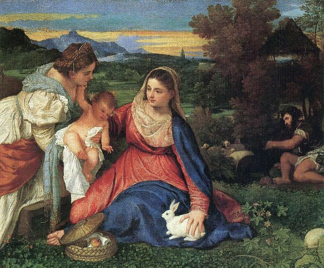 Tiziano: A Madonna és a nyúl, 1530 (Forrás: wikipedia.org)