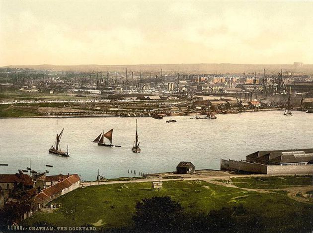 A hajógyár régen, Chatham (Fotó: stmarysislandhistorygroup.co.uk)